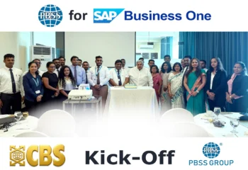 PBSS and Consolidated Business Systems CBS teams celebrating the SAP Business One ERP implementation kickoff in Sri Lanka.