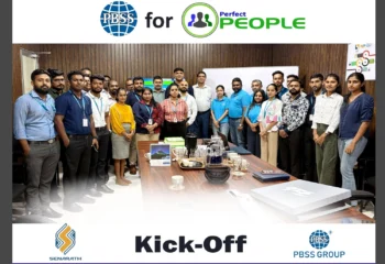 Senarath Group Chairman Pathmasiri Senarath Dassanayake and PBSS project teams at the Perfect People HRIS implementation kickoff in Sri Lanka.