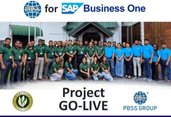Heritage Group leadership and PBSS Group project teams celebrating the successful SAP Business One HANA go-live milestone in Sri Lanka.