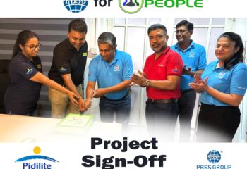 Pidilite Lanka leadership and PBSS Group project teams celebrating the official Perfect People HRM sign-off milestone in Sri Lanka.