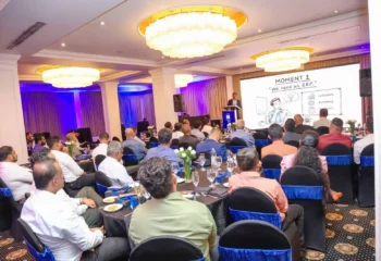 AP leadership, industry experts, and PBSS Group executives on stage at the ELEVATE Executive Briefing on Intelligent ERP in Sri Lanka.